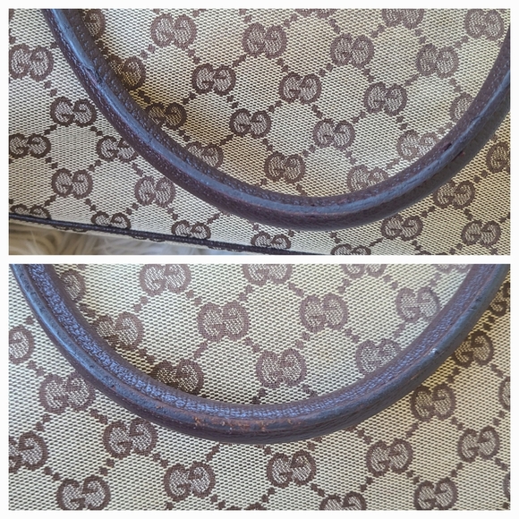 Gucci Ring Tote GG Canvas with Leather-Excellent Vintage Condition - Picture 9 of 12